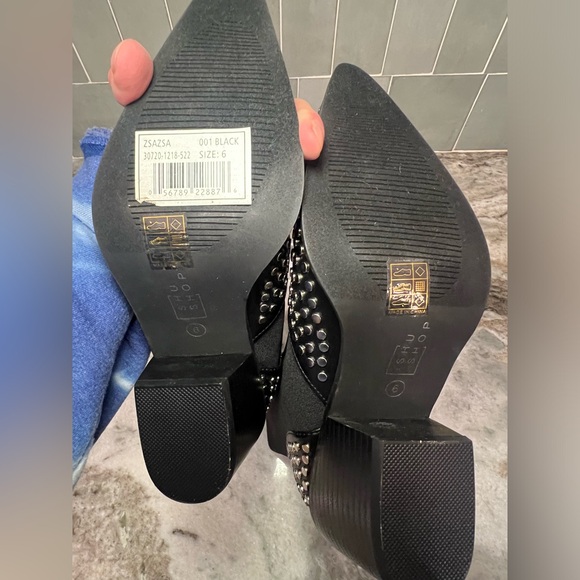 ShuShop Black Ankle Boots with Silver Studs - Picture 7 of 7